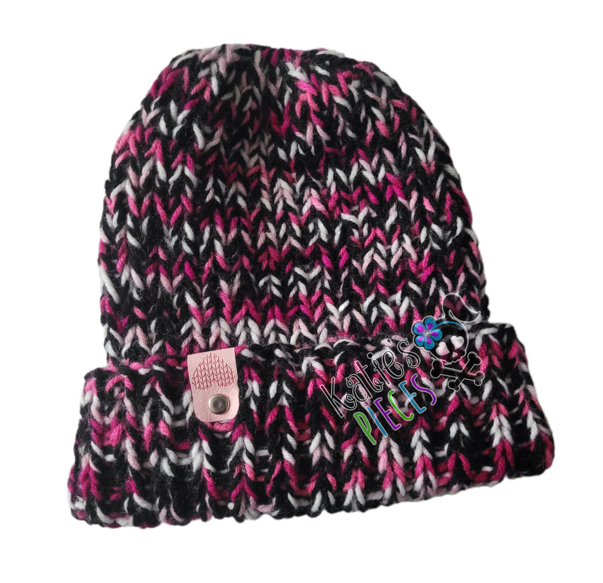 Pink and Black Knit Beanie